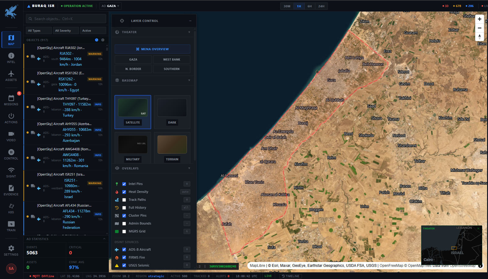 Real-time aircraft detection over conflict zone